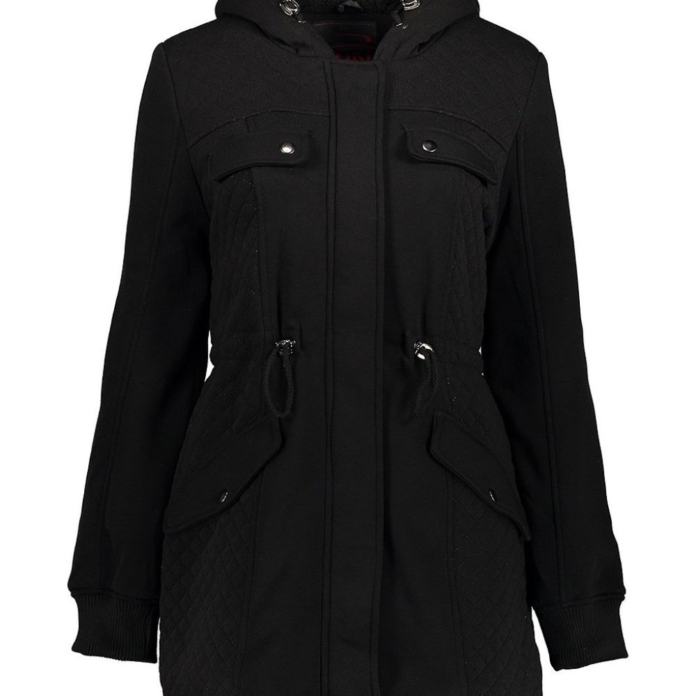 NWT Womens Black Black Sherpa-Lined Anorak - Small